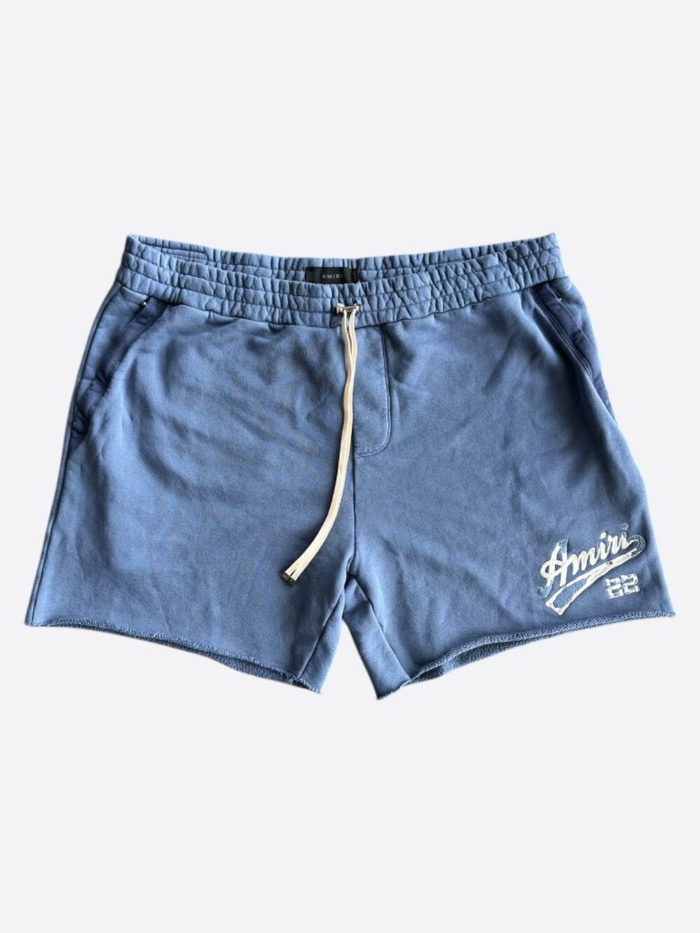 Amiri Blue & White 22 Logo Shorts